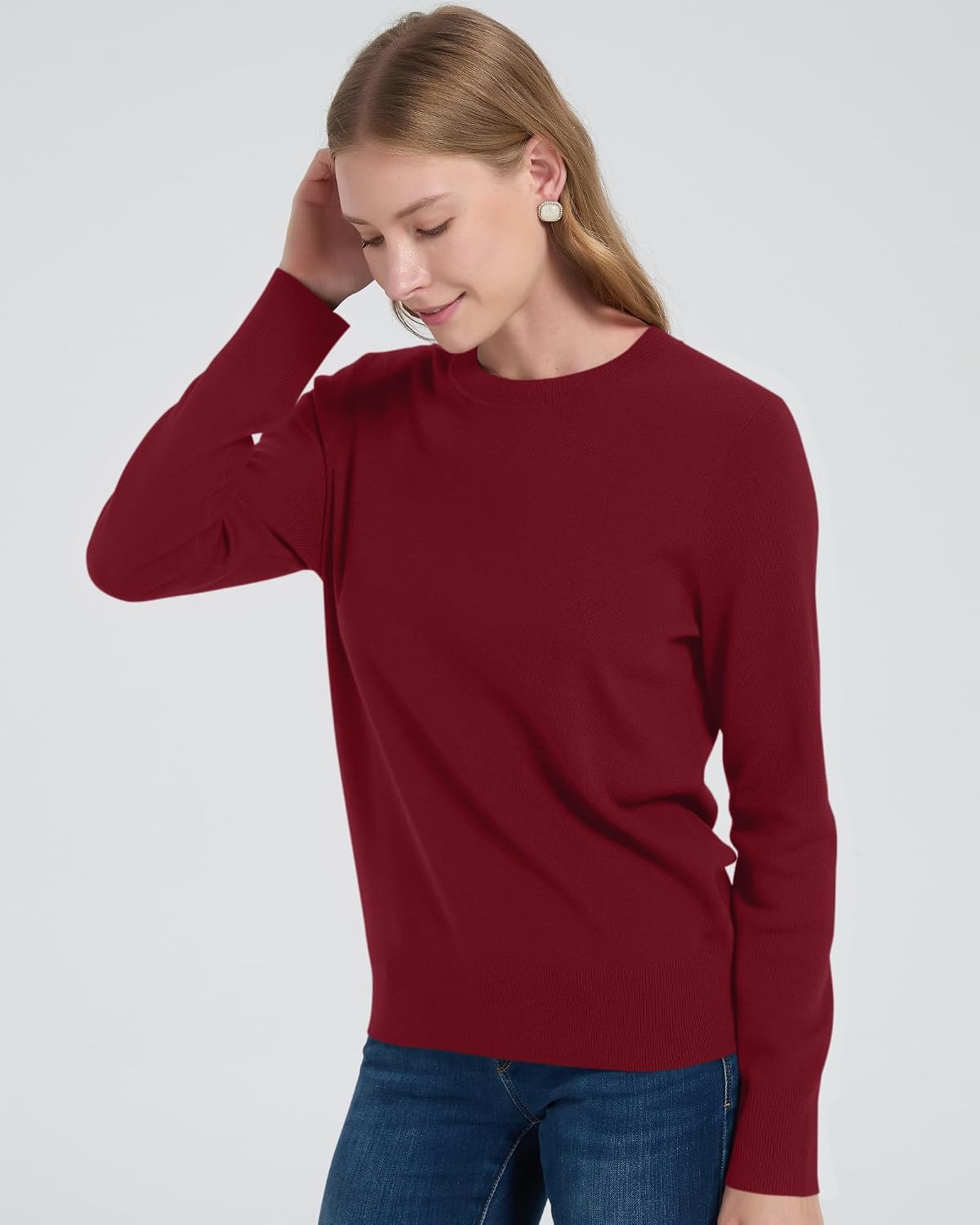 Women's 100% Merino Wool Sweaters Long Sleeve Crewneck Fall Sweater