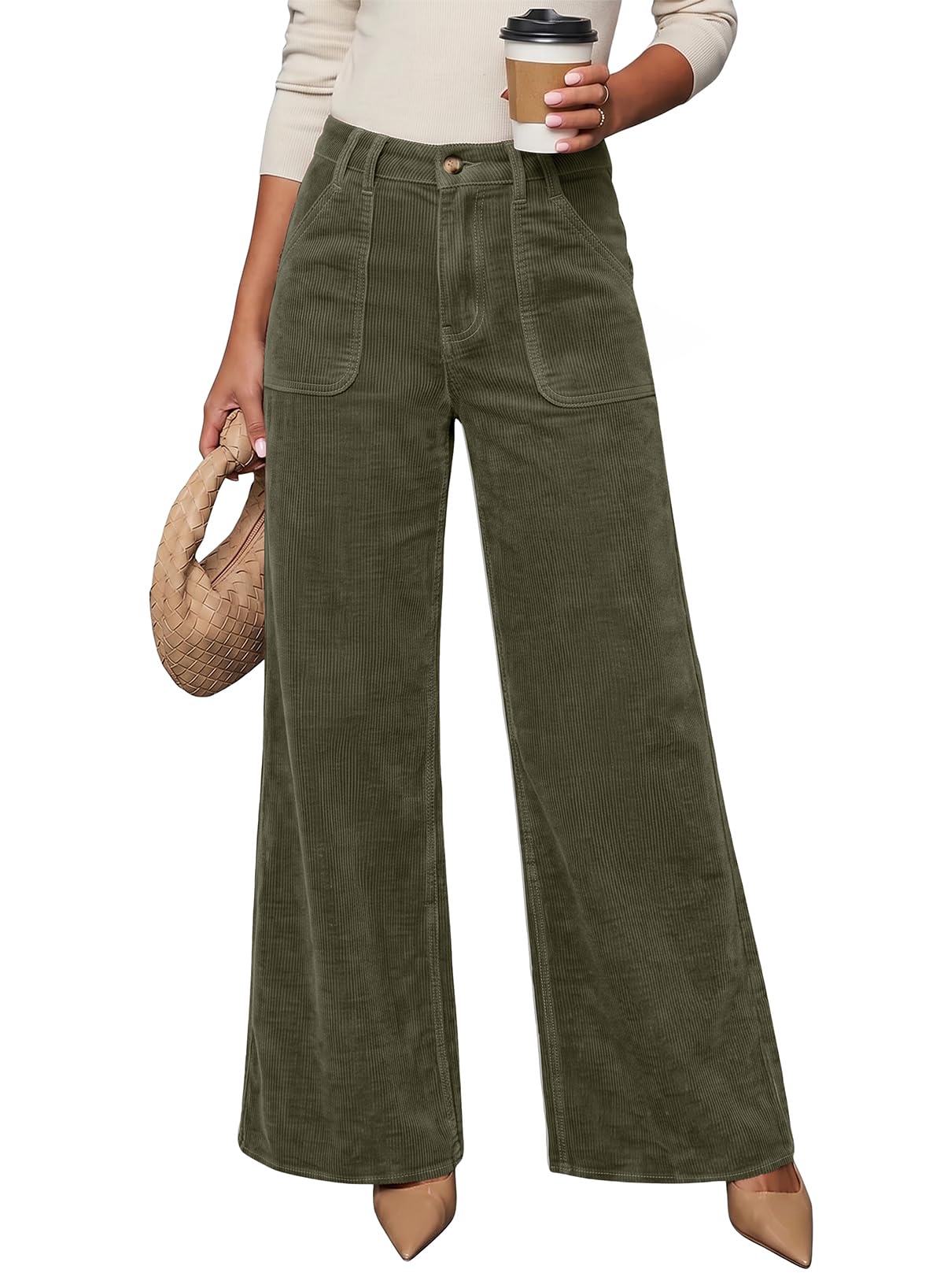 Womens Wide Leg Corduroy Pants