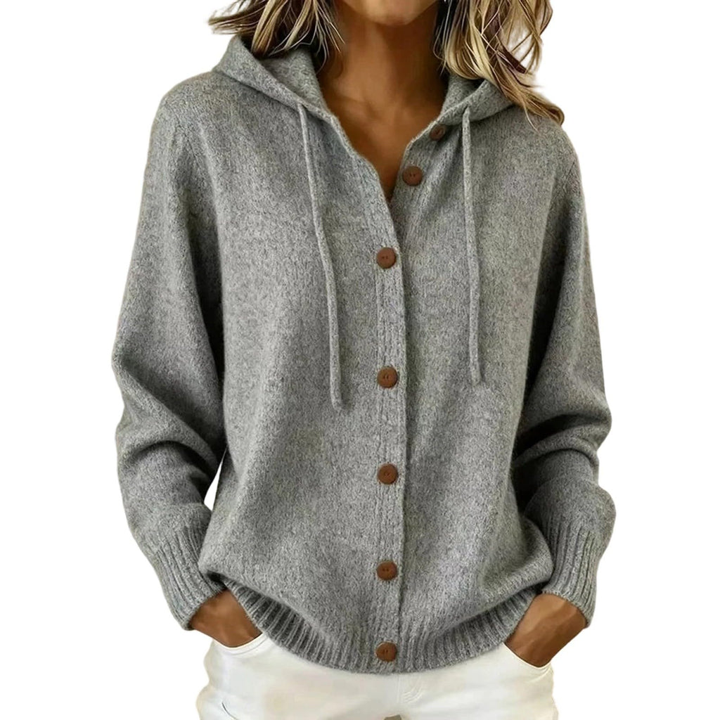 Womens Oversized Hooded Sweatshirt Cardigan Button Front Knit Long Sleeve Drawstring Hoodie 2026 Casual Fall Winter Top