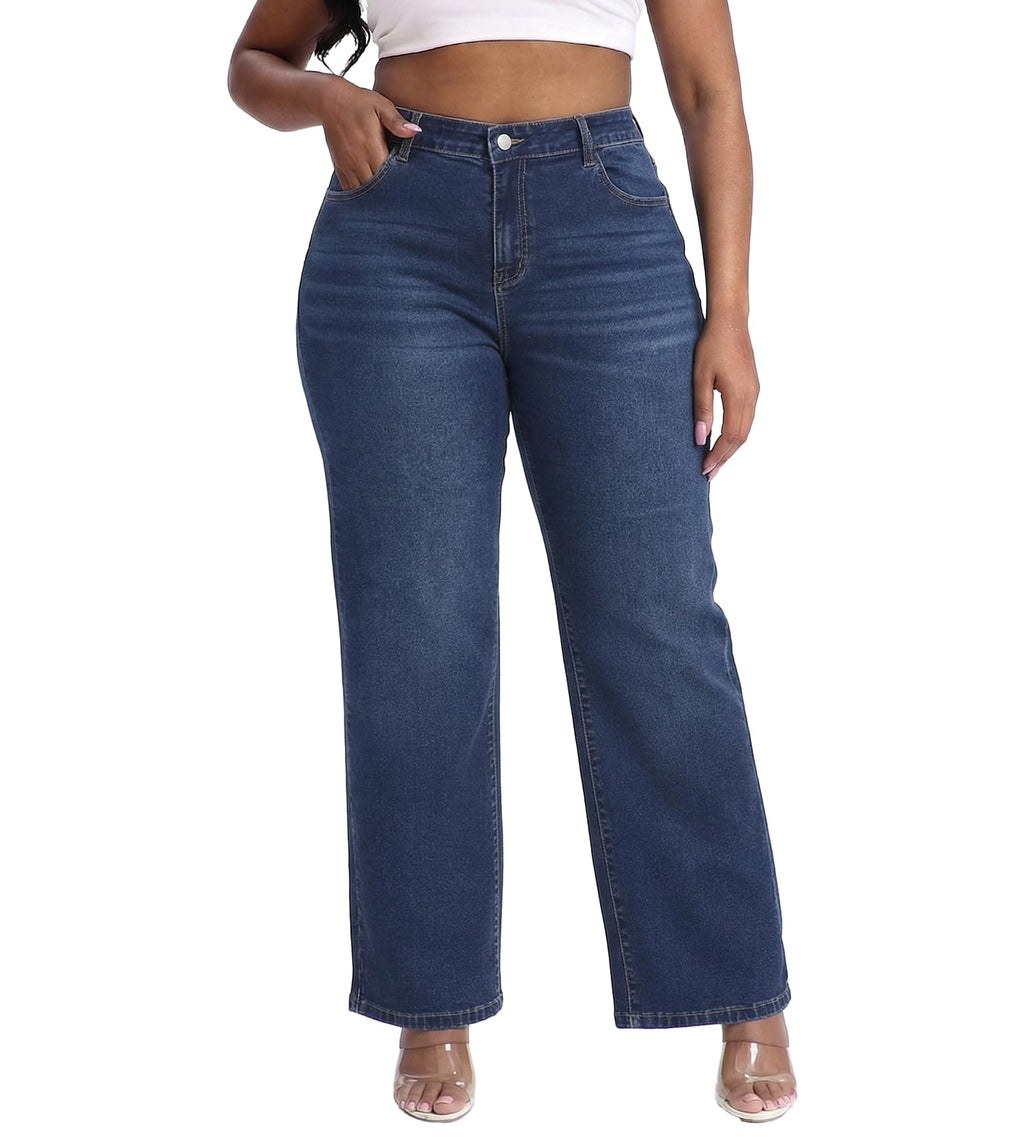 Plus Size Jeans for Curvy Women Straight Leg Stretchy Jeans