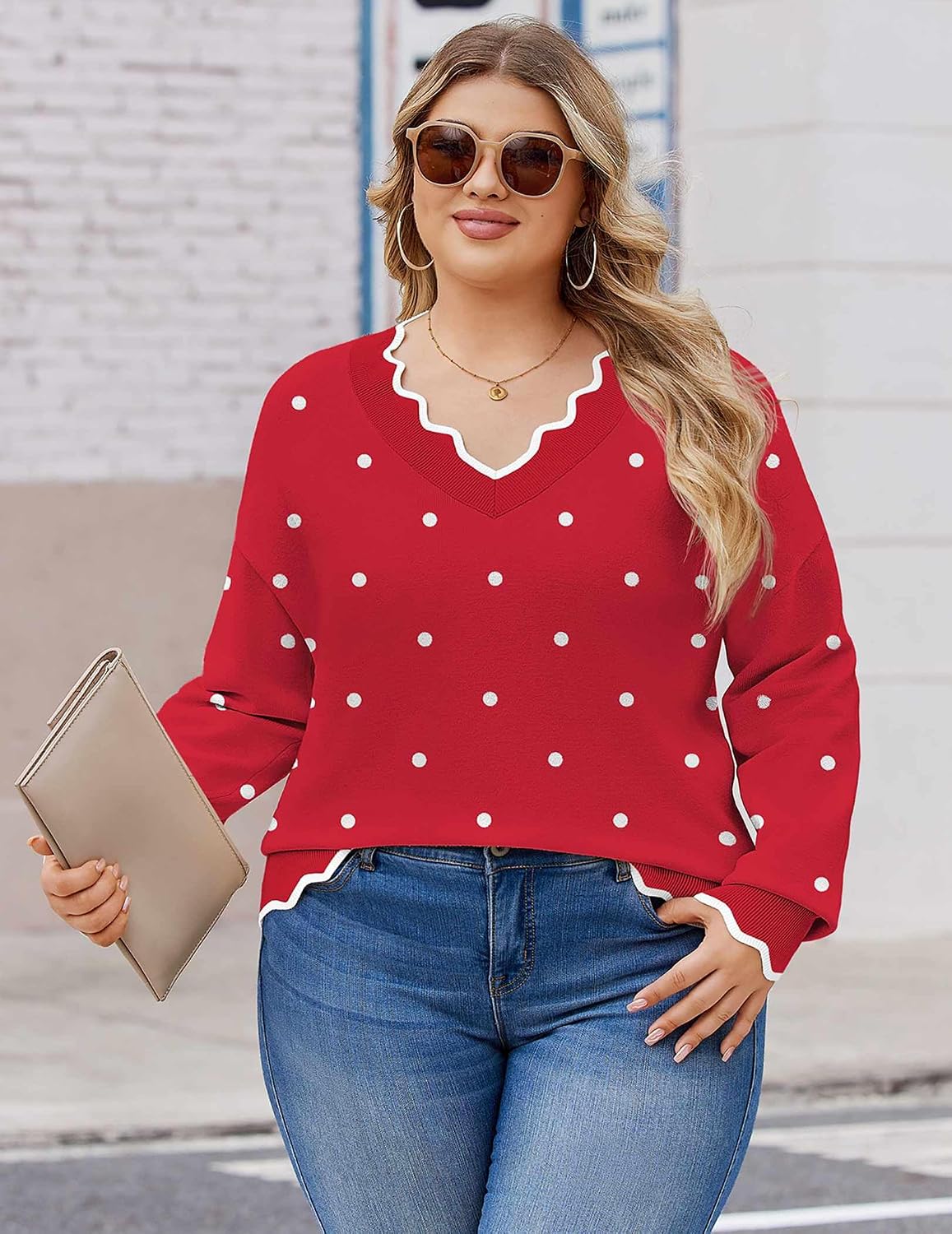 Womens Plus Size Sweaters Long Sleeve Pullover Tops