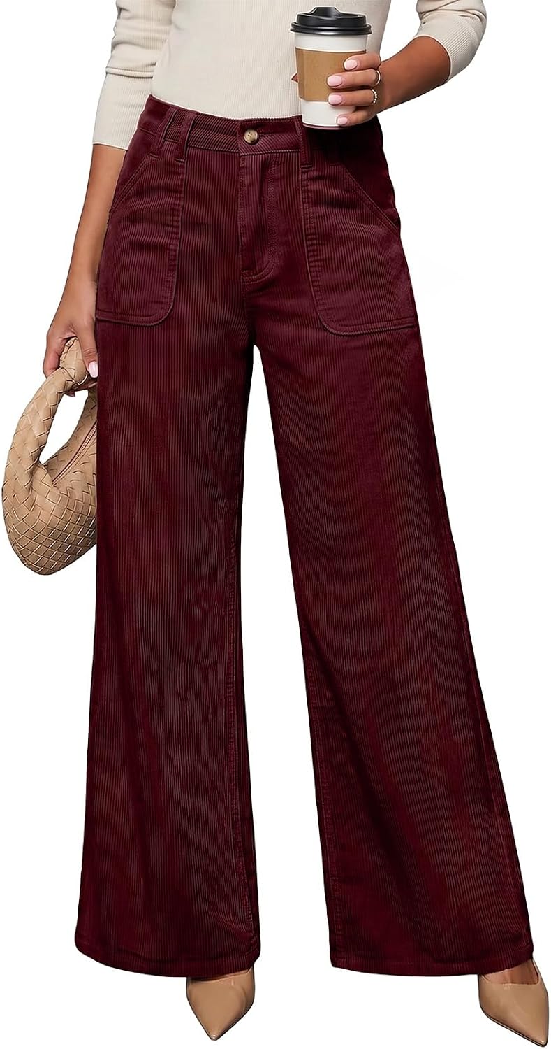 Womens Wide Leg Corduroy Pants