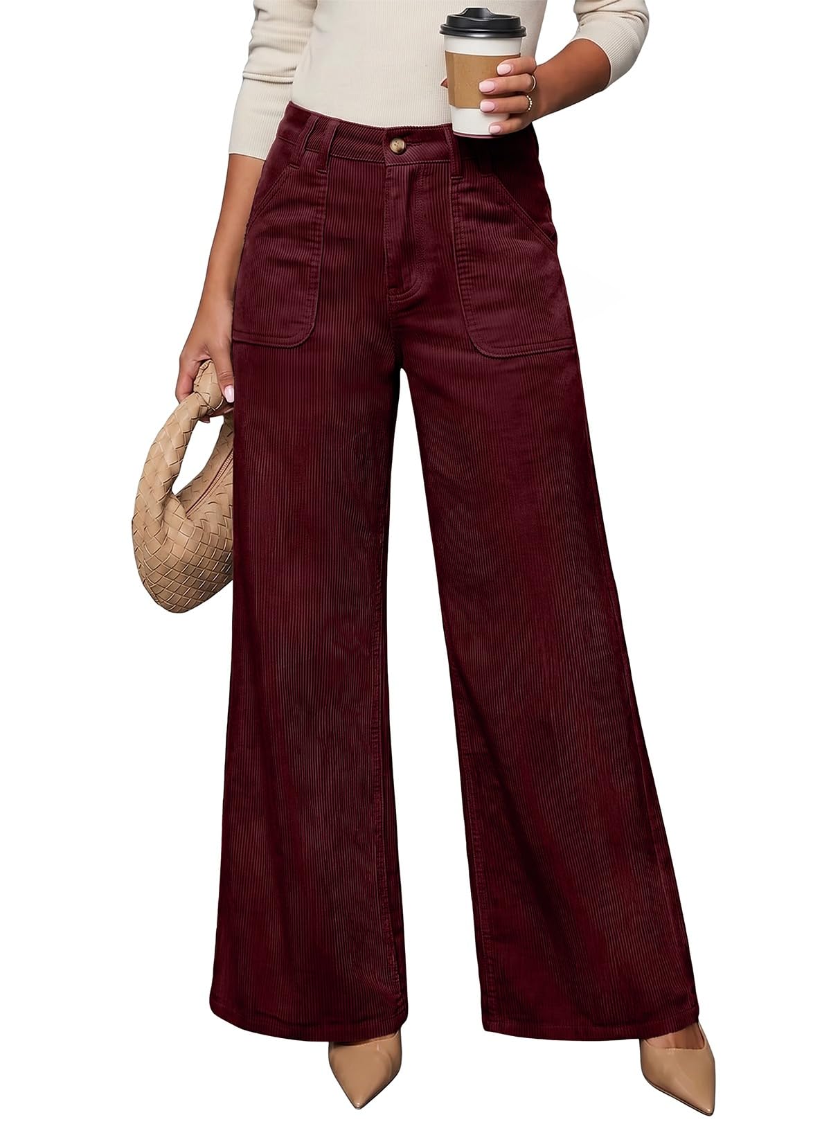 Womens Wide Leg Corduroy Pants