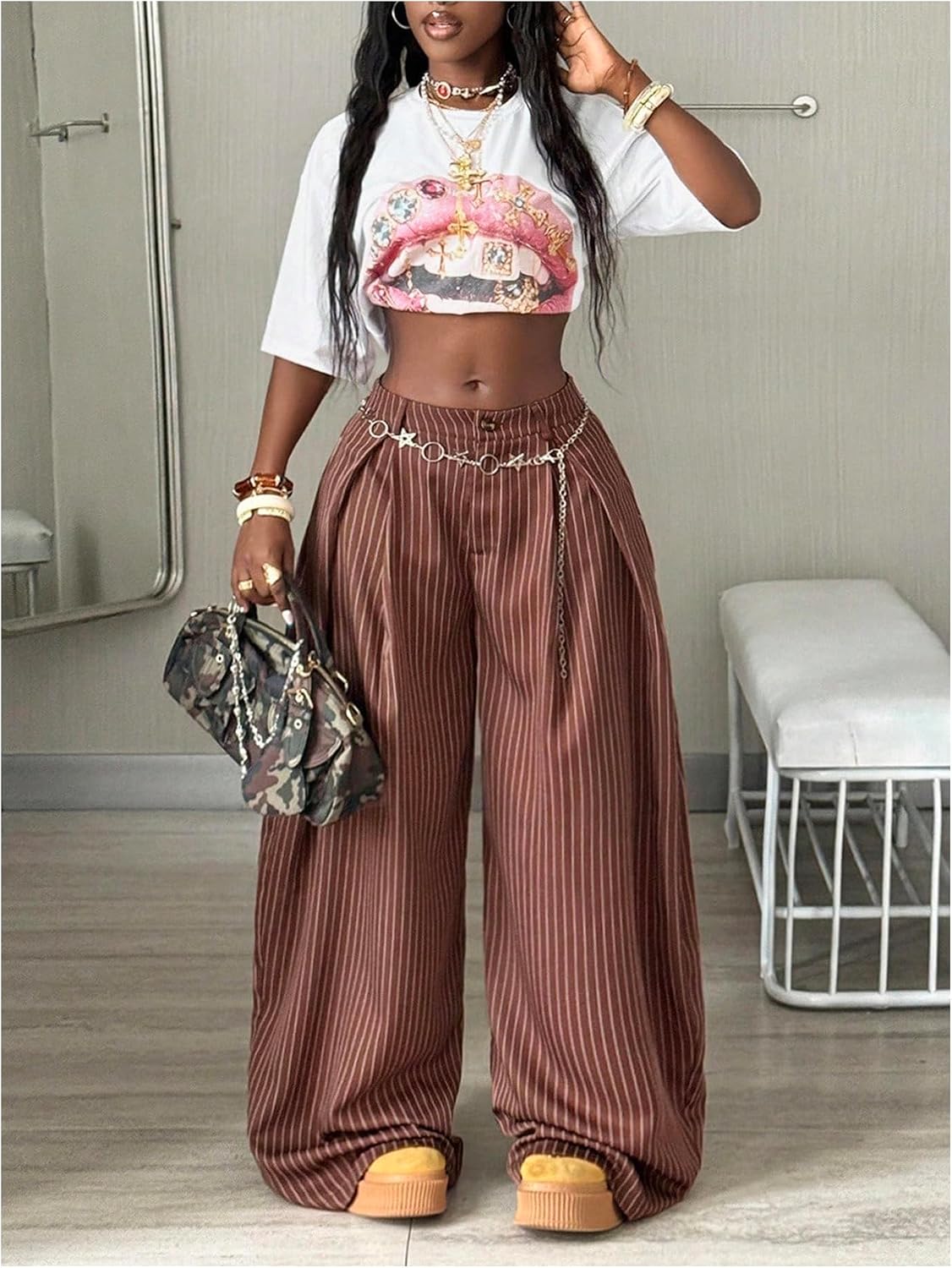 Women's Barrel Pleated Oversized Wide Leg Cargo Pants