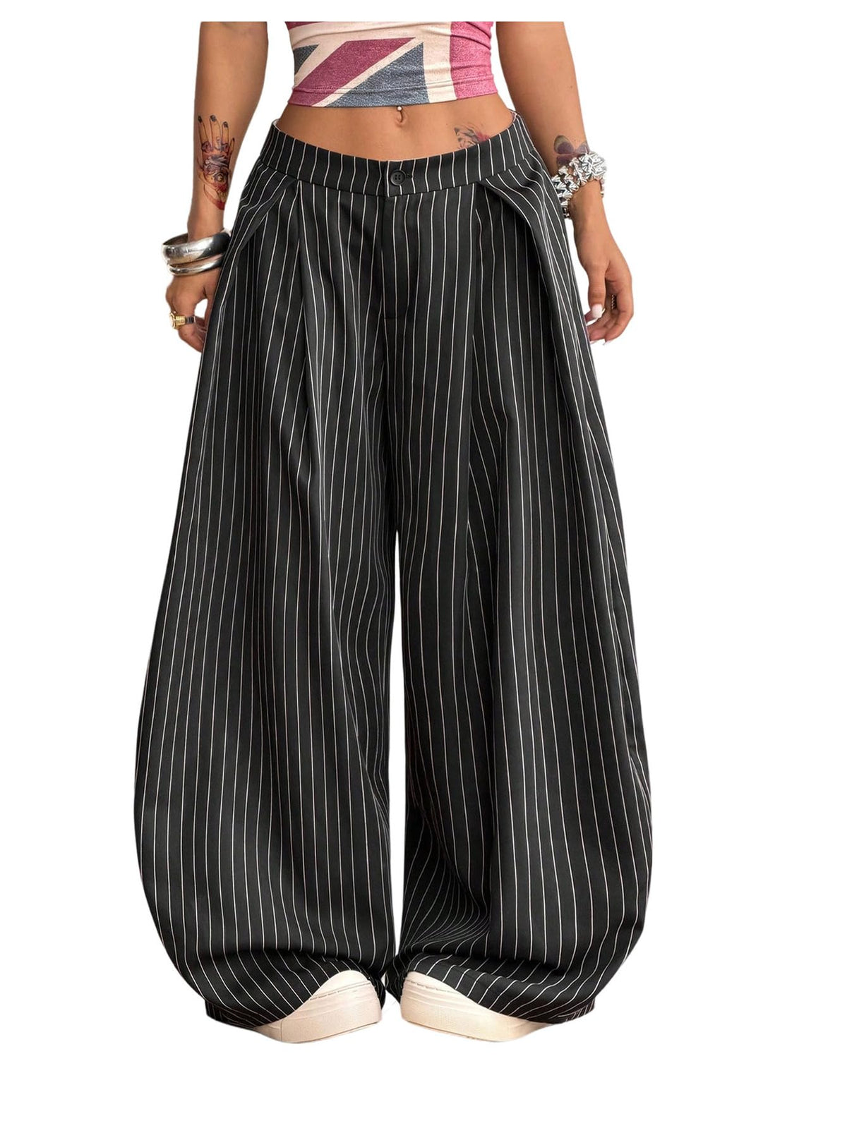 Women's Barrel Pleated Oversized Wide Leg Cargo Pants