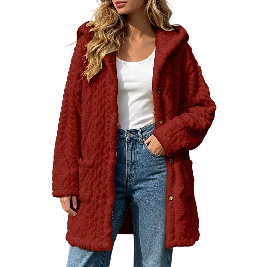 Womens Fleece Jacket Button Oversized Long Sherpa Hoodies Fuzzy Fall Winter Warm Cardigan Plush Soft Cozy Outerwear