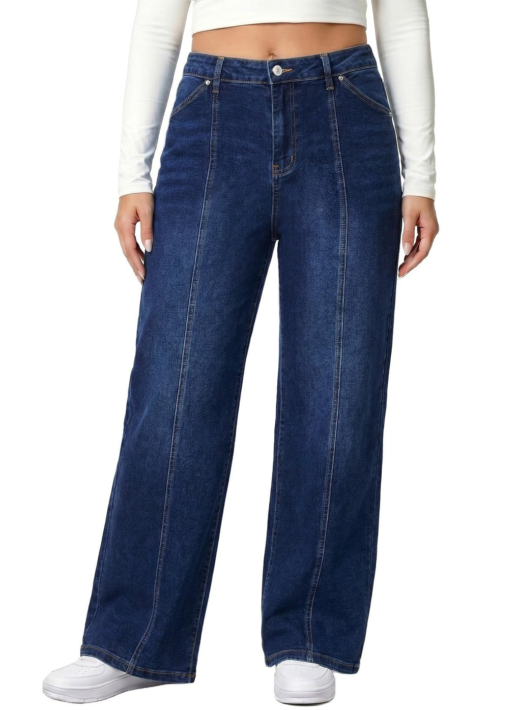 Plus Size Wide Leg Jeans High Waisted Stretchy Denim Pants