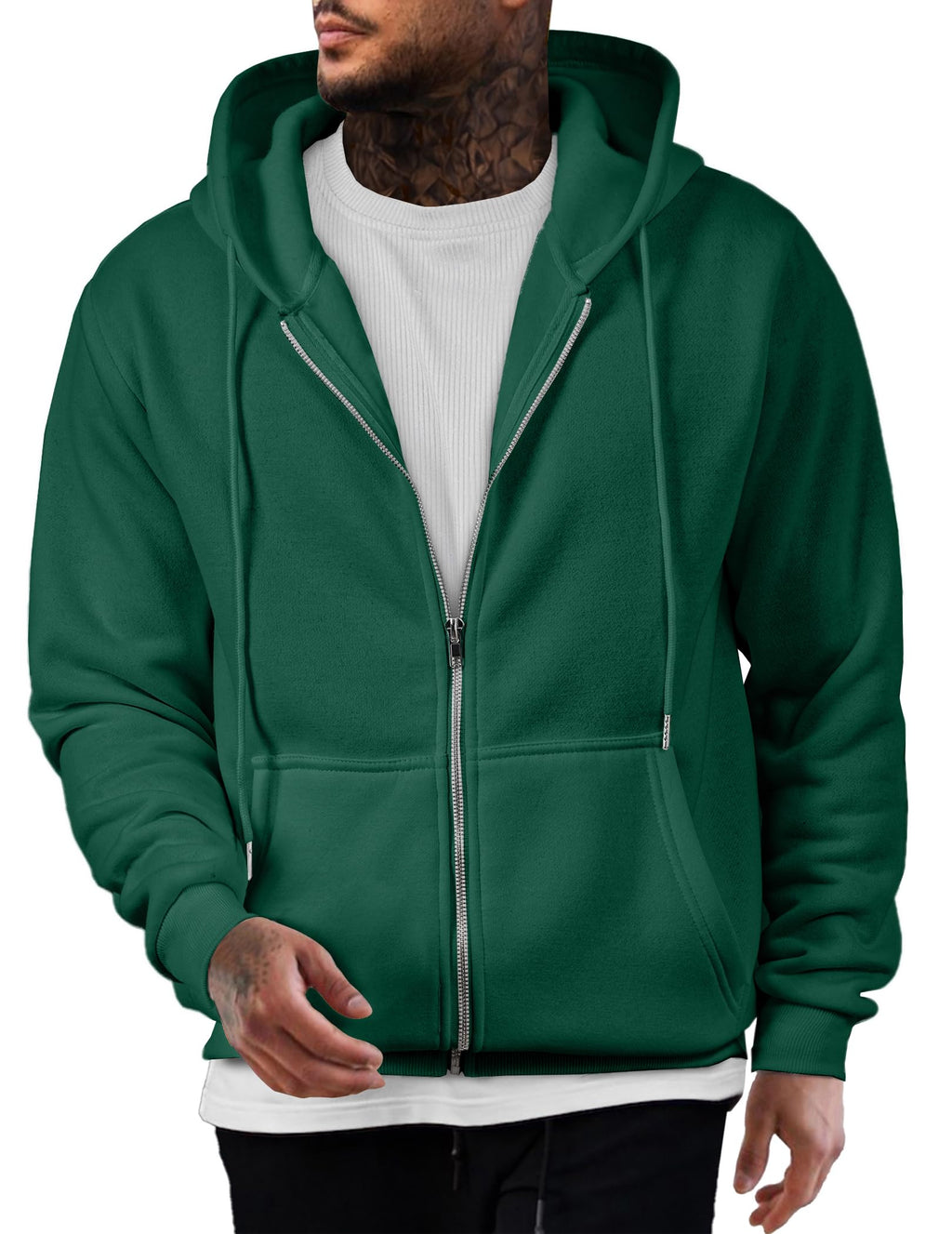Mens Oversized Full Zip Up Hoodie Sweatshirt Fleece Lined