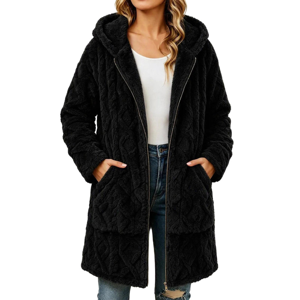 Womens Sherpa Fleece Jacket Oversized Warm Textured Hoodie Coats