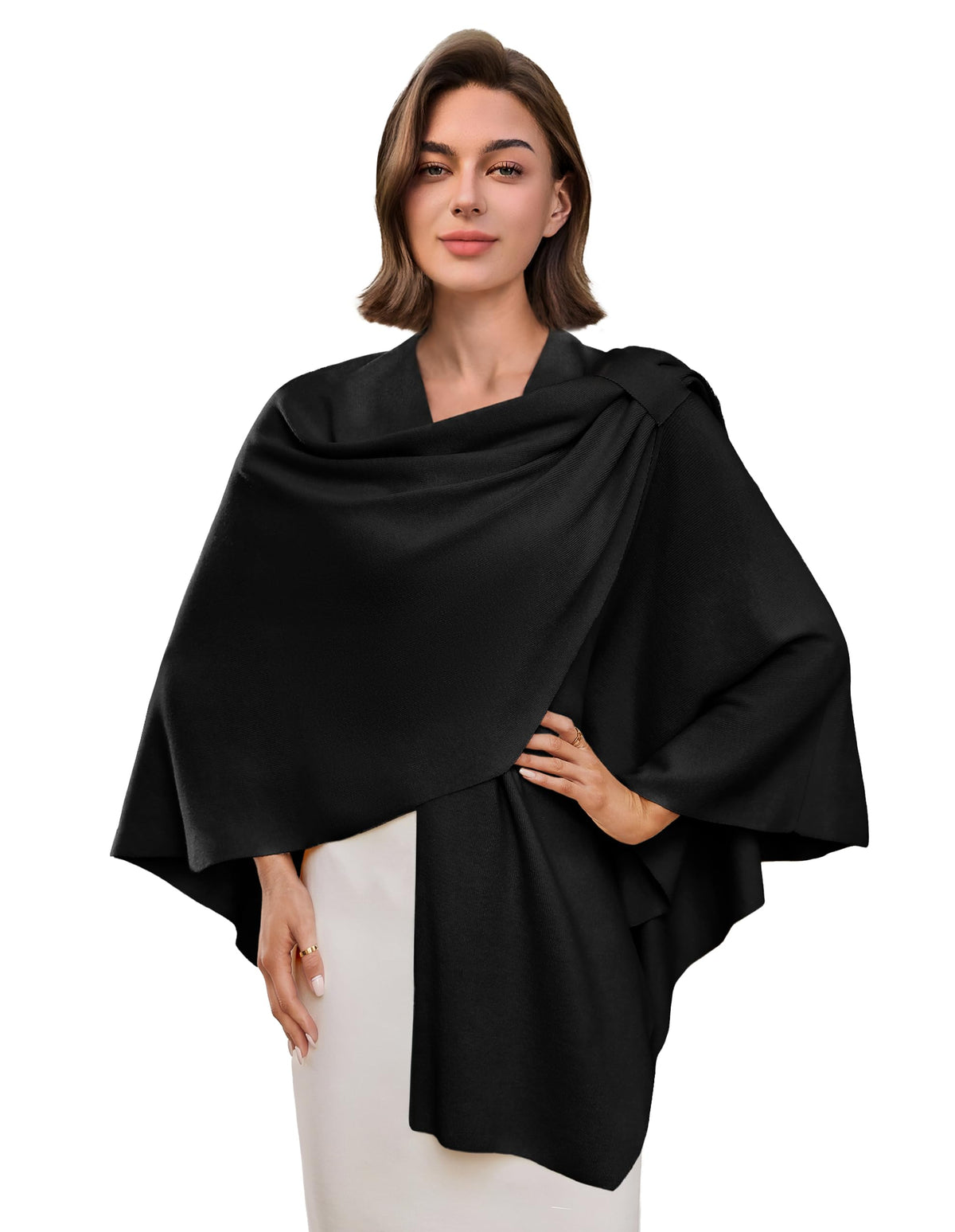 Cross Front Poncho Shawl Wrap Elegant Wedding Formal