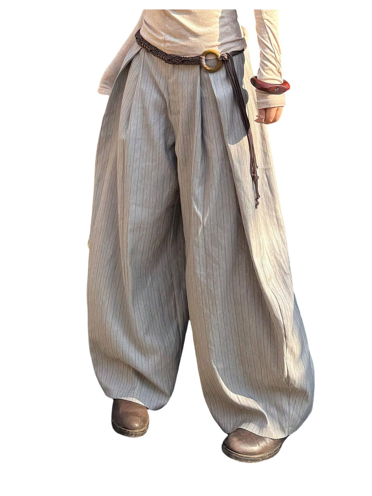 Women's Barrel Pleated Oversized Wide Leg Cargo Pants