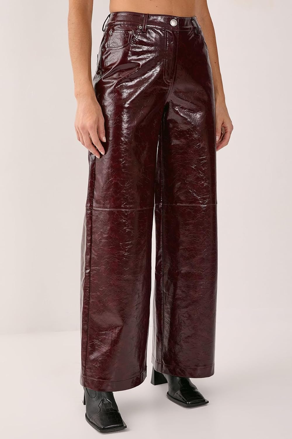 Premium Vinyl High Shine Faux Leather Slouch Pant