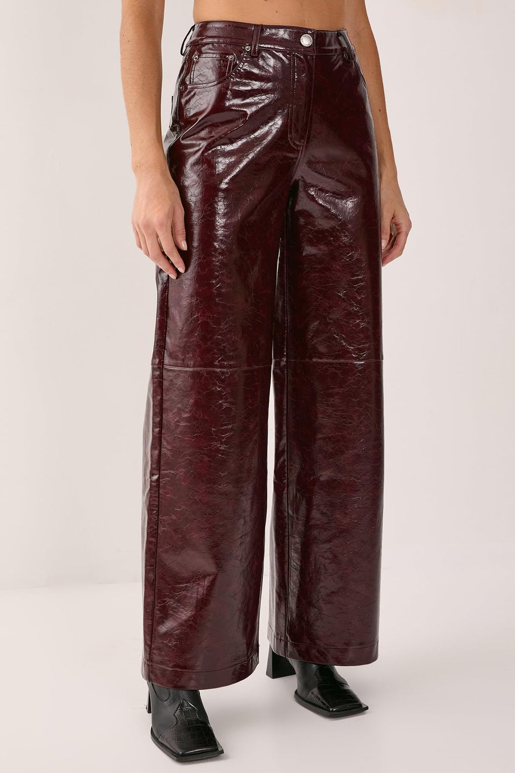 Premium Vinyl High Shine Faux Leather Slouch Pant