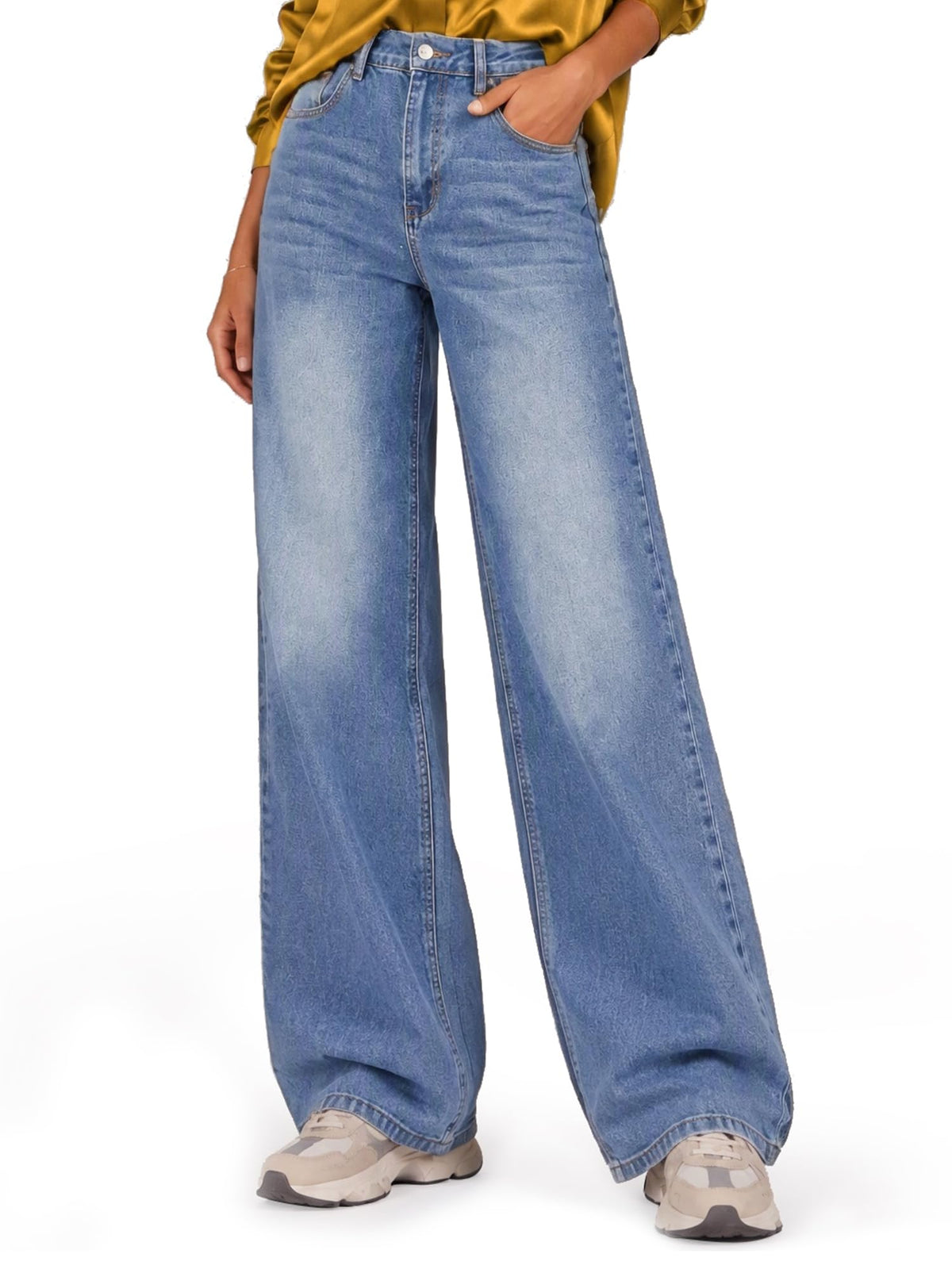 Womens Wide Leg Jeans High Waisted Stretch Denim Pants Loose Fit Casual Baggy Jeans with Classic 5 Pockets