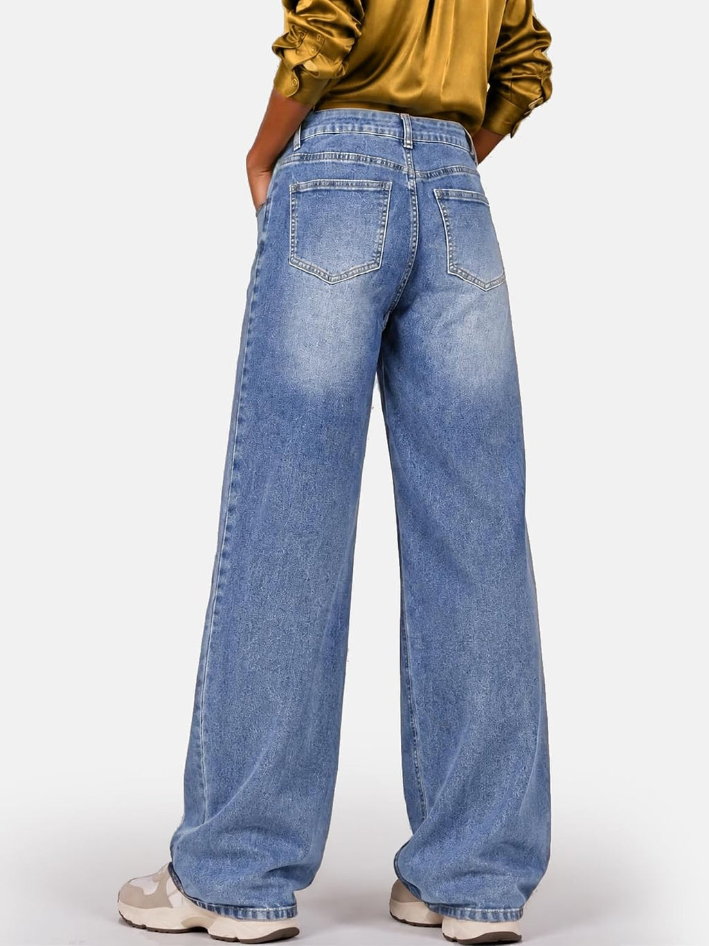 Womens Wide Leg Jeans High Waisted Stretch Denim Pants Loose Fit Casual Baggy Jeans with Classic 5 Pockets