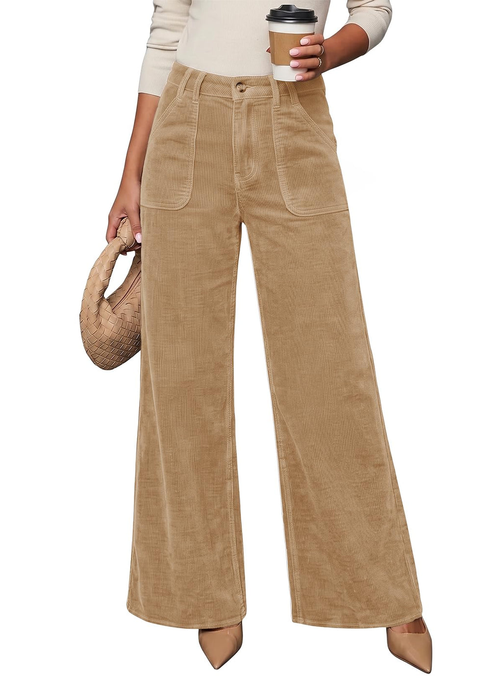 Womens Wide Leg Corduroy Pants