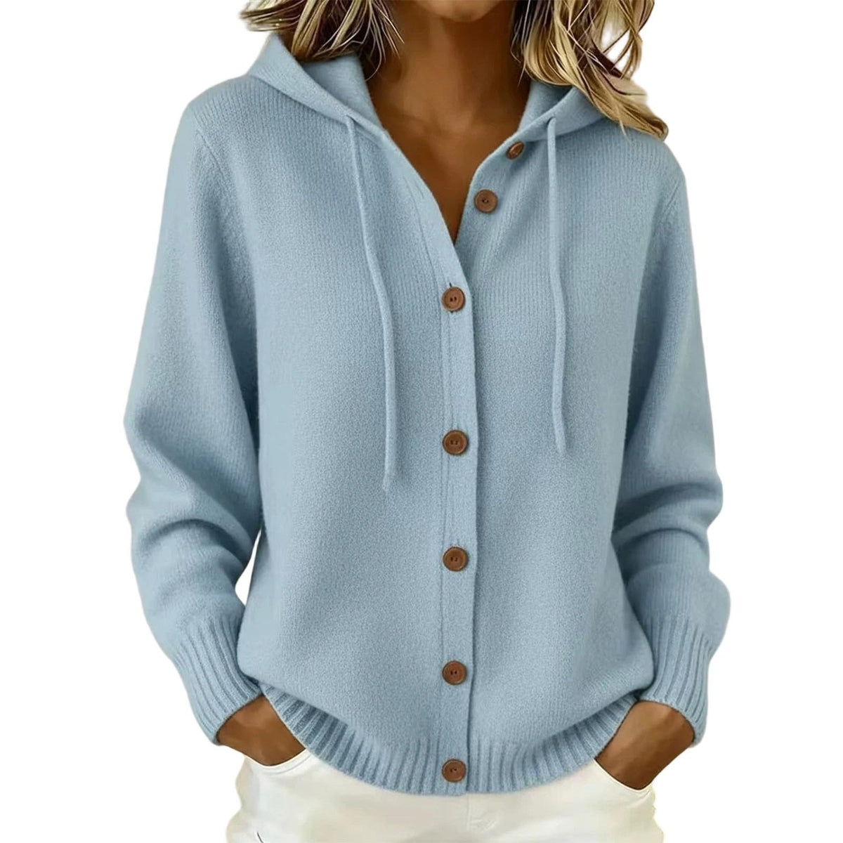Womens Oversized Hooded Sweatshirt Cardigan Button Front Knit Long Sleeve Drawstring Hoodie 2026 Casual Fall Winter Top