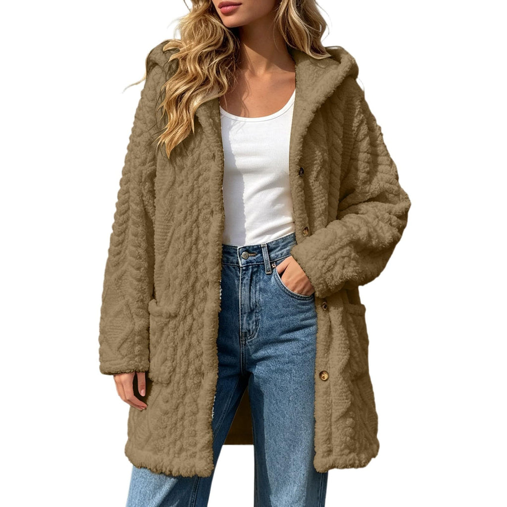 Womens Fleece Jacket Button Oversized Long Sherpa Hoodies Fuzzy Fall Winter Warm Cardigan Plush Soft Cozy Outerwear