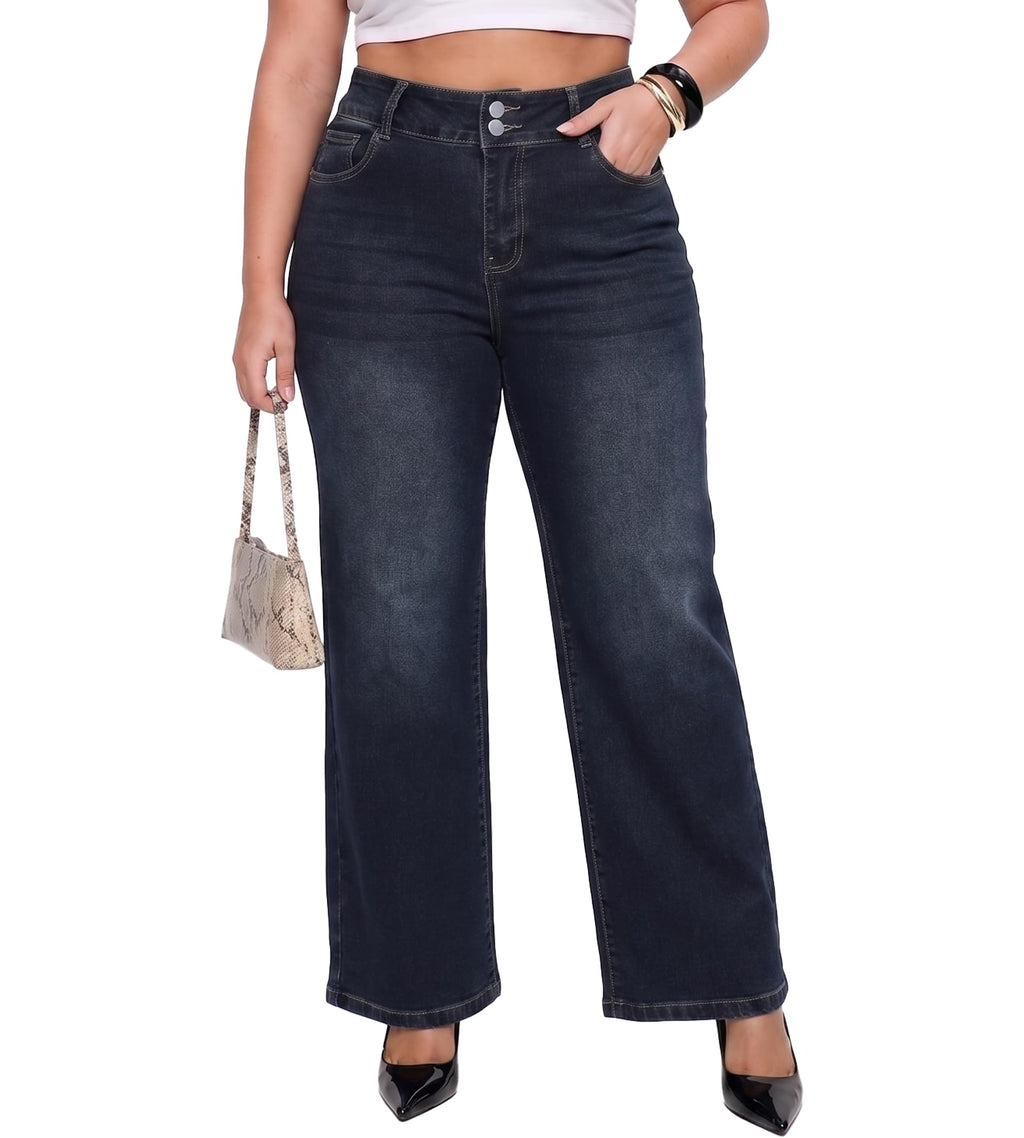 Plus Size Jeans for Curvy Women Straight Leg Stretchy Jeans