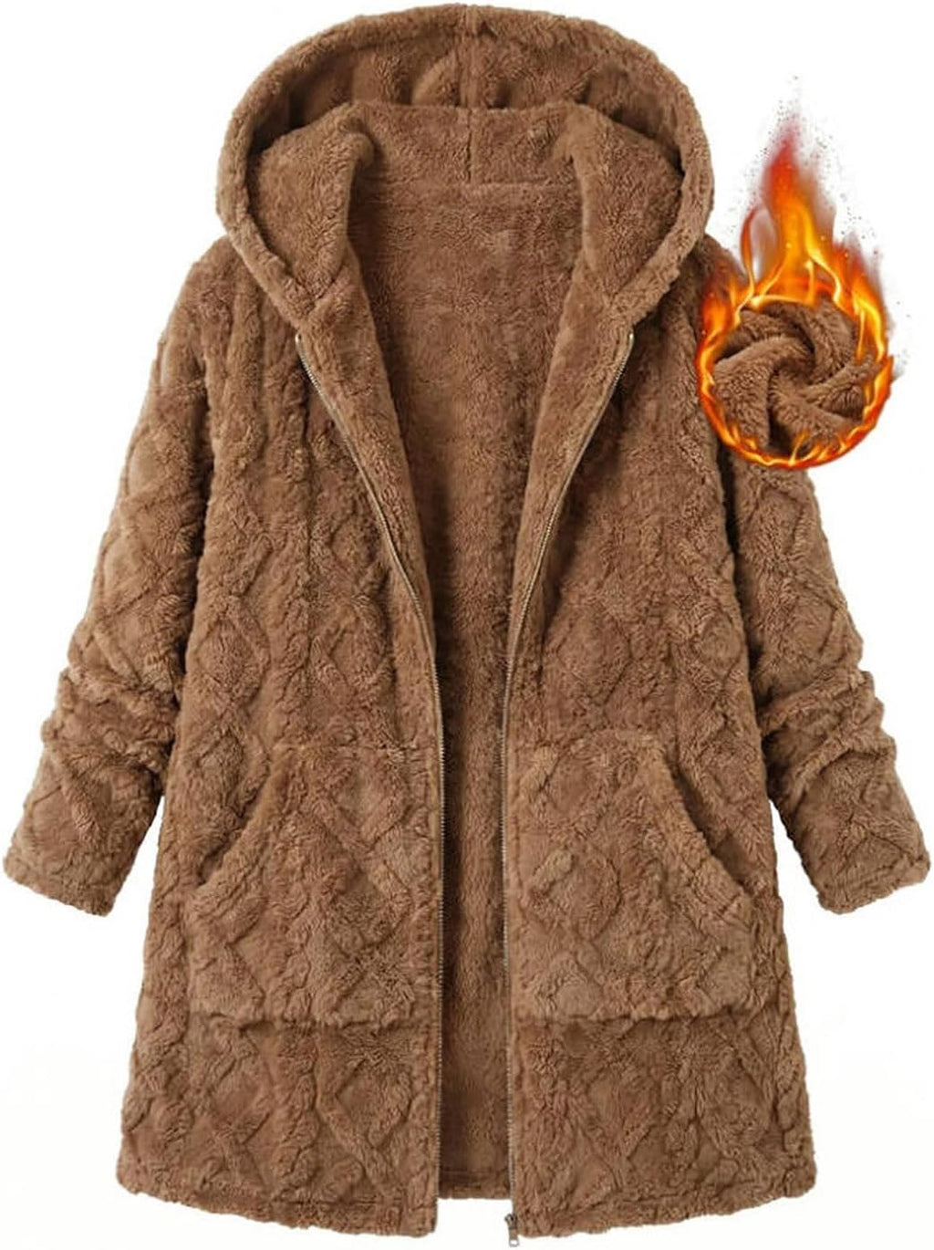 Womens Sherpa Fleece Jacket Oversized Warm Textured Hoodie Coats