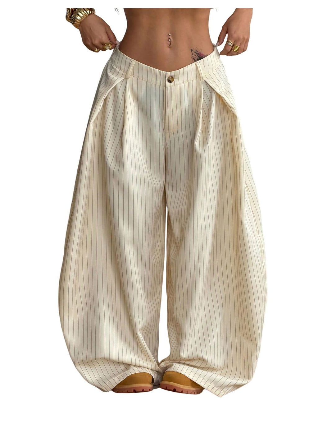 Women's Barrel Pleated Oversized Wide Leg Cargo Pants