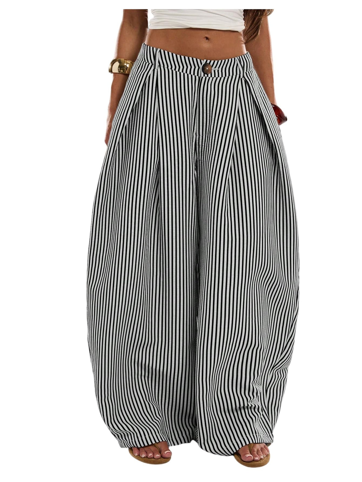 Women's Barrel Pleated Oversized Wide Leg Cargo Pants