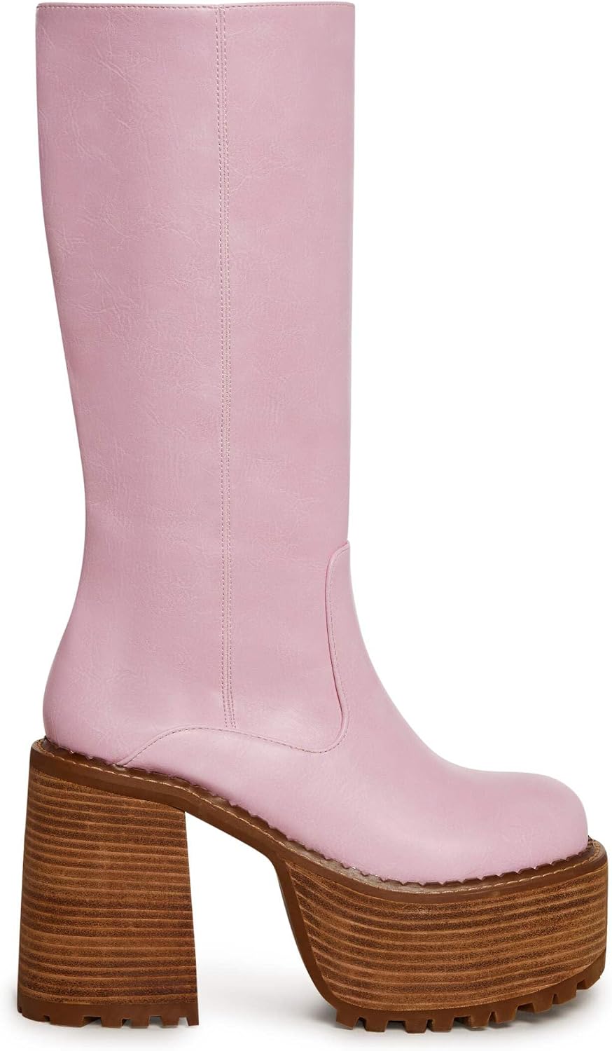 Dolls Kill Vintage Soul Knee High Boots by Delia’s – Women’s Vegan Leather Platform Boots with Block Heels