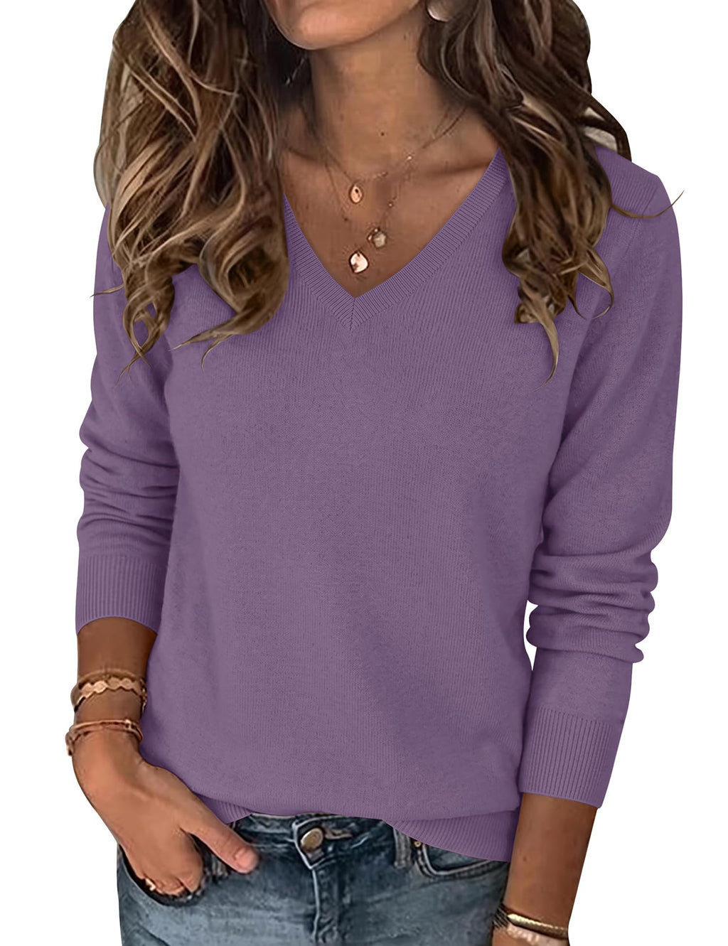 Womens Wool Blend Sweaters Long Sleeve Tops