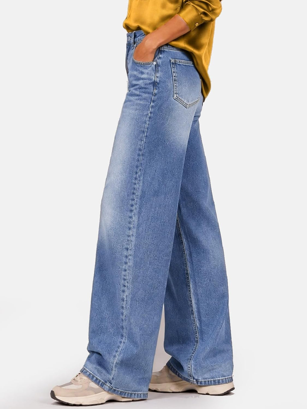 Womens Wide Leg Jeans High Waisted Stretch Denim Pants Loose Fit Casual Baggy Jeans with Classic 5 Pockets