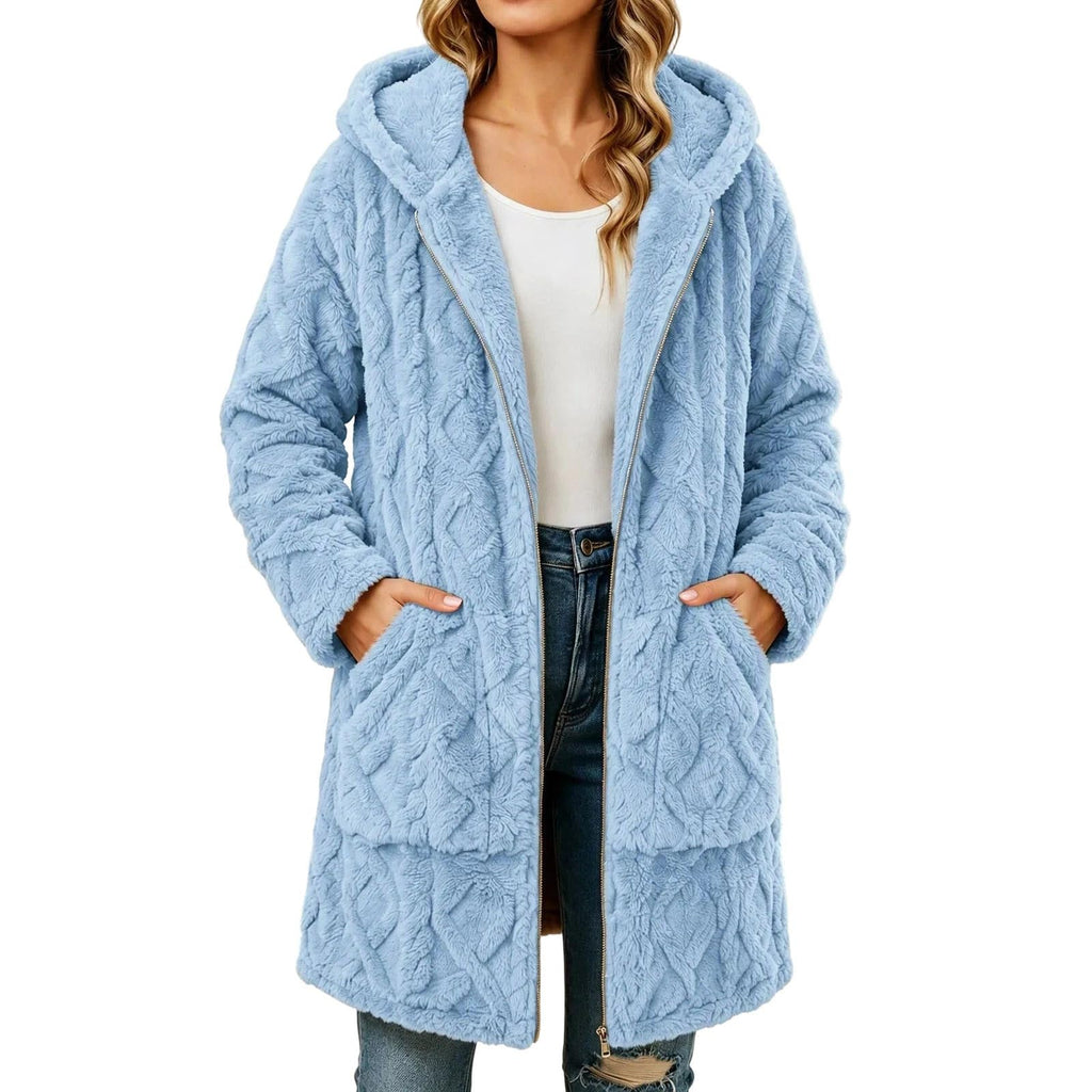 Womens Sherpa Fleece Jacket Oversized Warm Textured Hoodie Coats