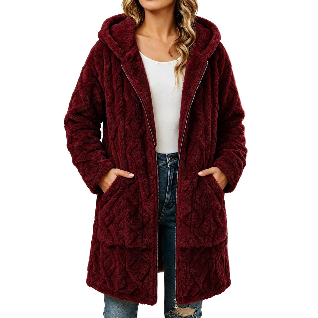 Womens Sherpa Fleece Jacket Oversized Warm Textured Hoodie Coats