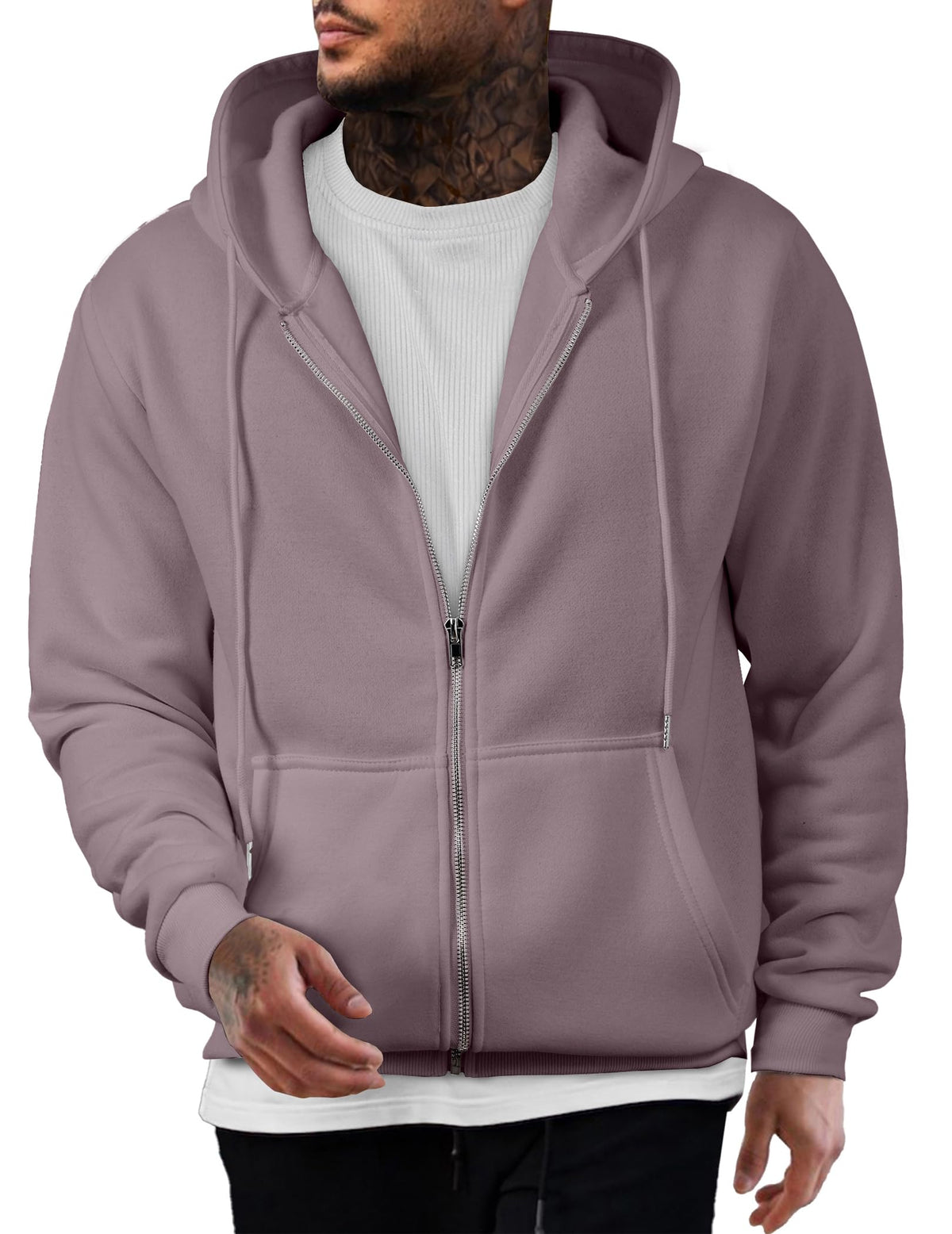 Mens Oversized Full Zip Up Hoodie Sweatshirt Fleece Lined