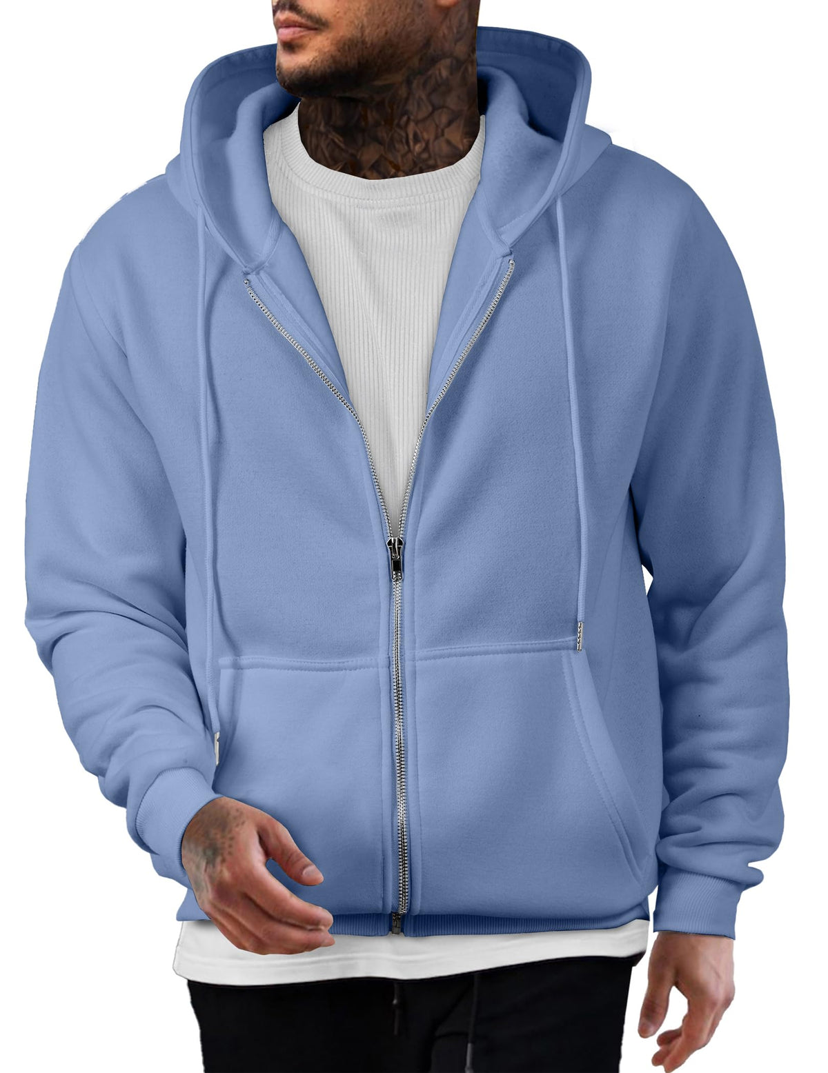 Mens Oversized Full Zip Up Hoodie Sweatshirt Fleece Lined