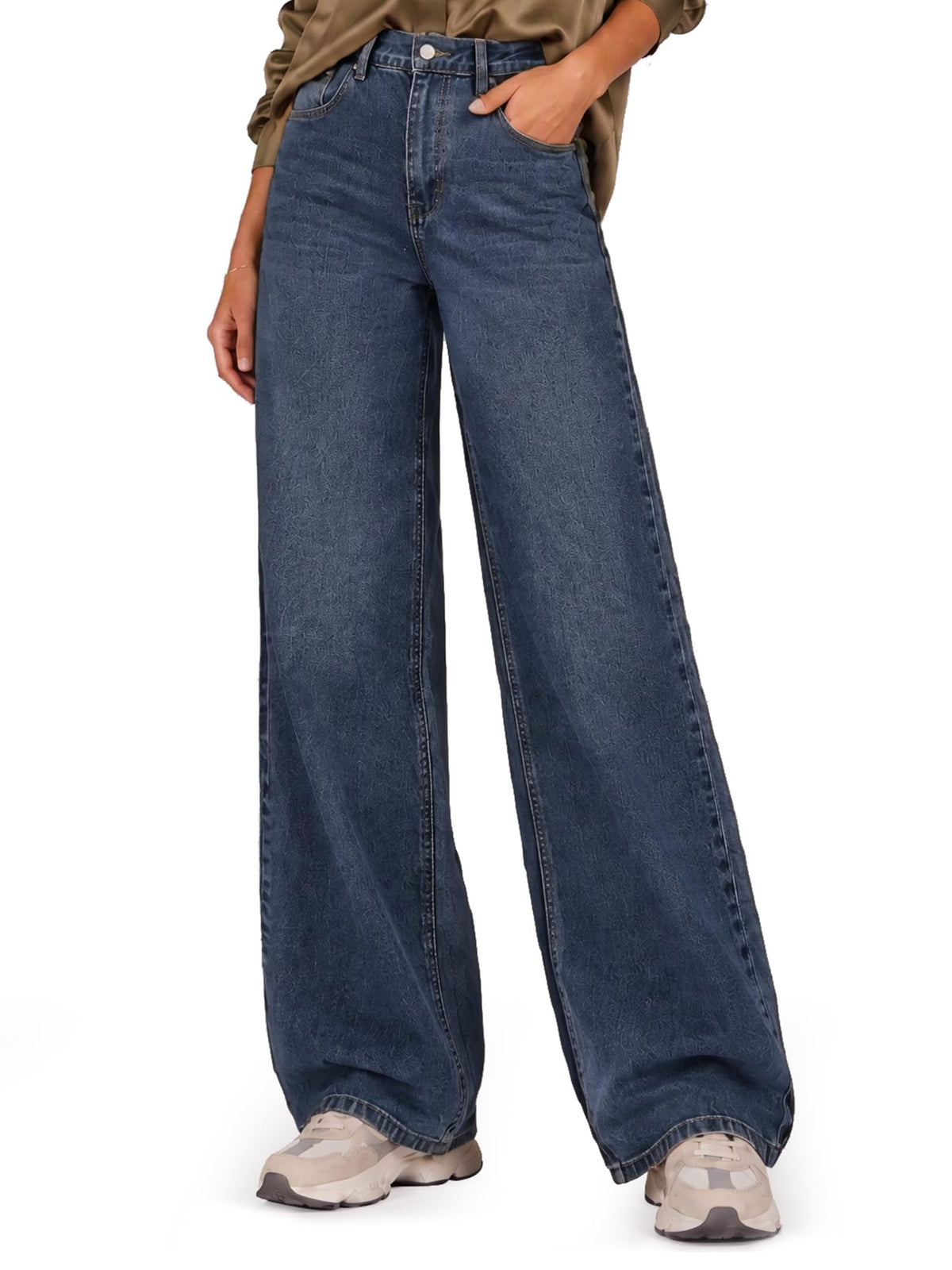 Womens Wide Leg Jeans High Waisted Stretch Denim Pants Loose Fit Casual Baggy Jeans with Classic 5 Pockets