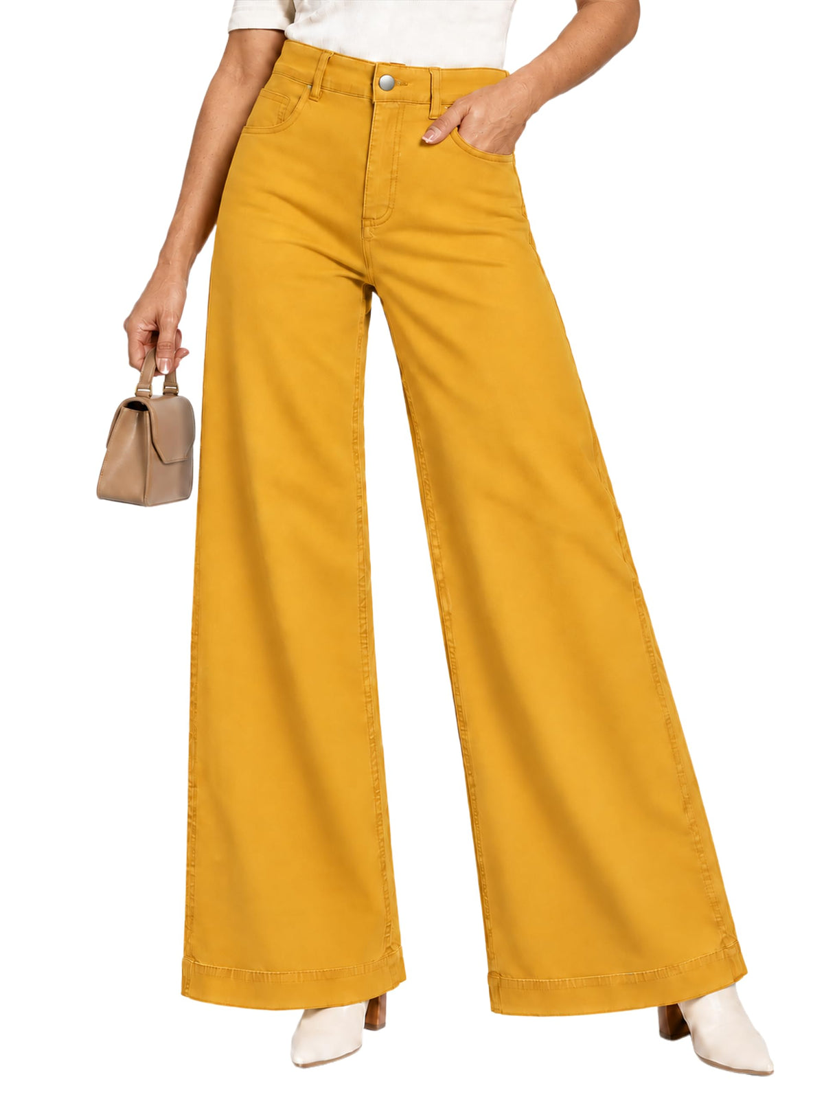Womens High Waist Wide Leg Jeans Casual Stretch Loose Denim Pants