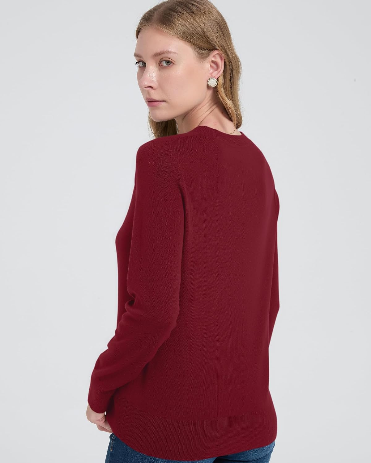 Women's 100% Merino Wool Sweaters Long Sleeve Crewneck Fall Sweater