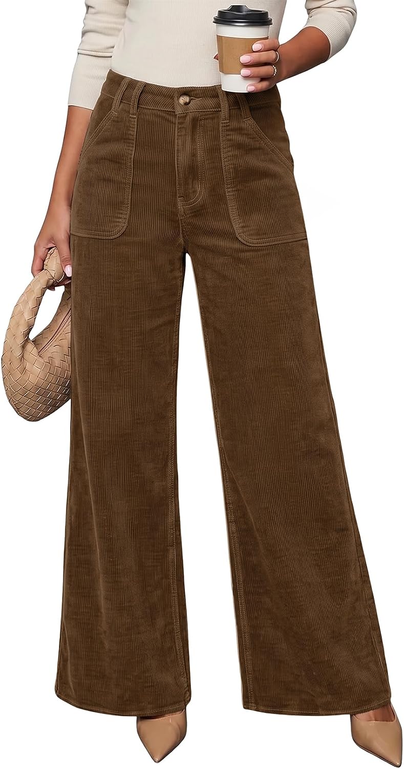 Womens Wide Leg Corduroy Pants