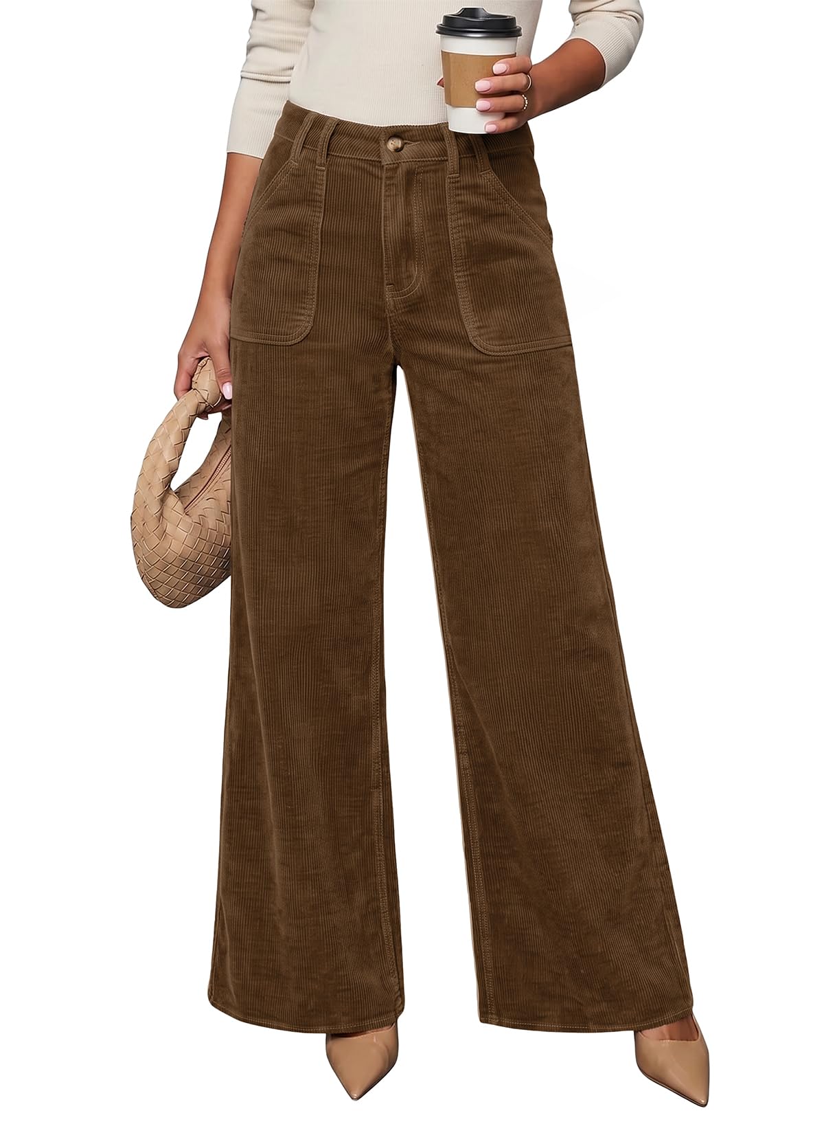 Womens Wide Leg Corduroy Pants