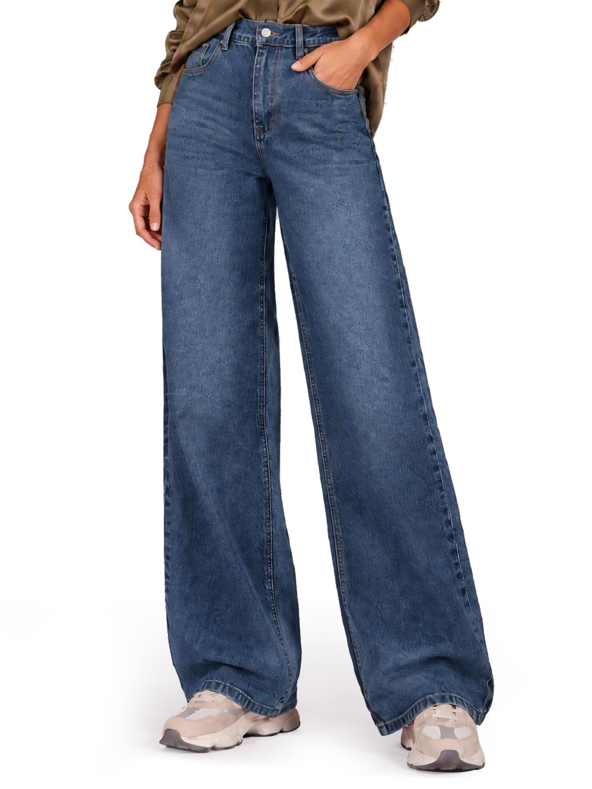 Womens Wide Leg Jeans High Waisted Stretch Denim Pants Loose Fit Casual Baggy Jeans with Classic 5 Pockets