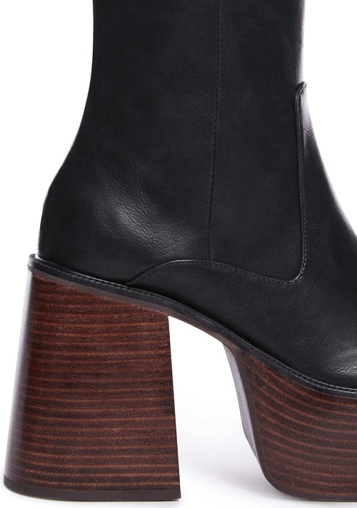 Dolls Kill Vintage Soul Knee High Boots by Delia’s – Women’s Vegan Leather Platform Boots with Block Heels