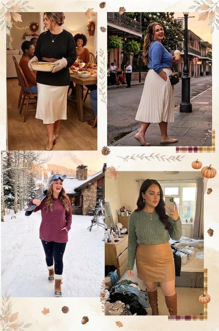 Womens Plus Size Sweater Tunic Casual Lightweight Top Fall Fashion