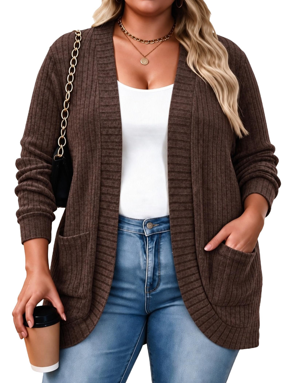 Women's Plus Size Cardigan Sweaters Lightweight Cardigans 1X-5X