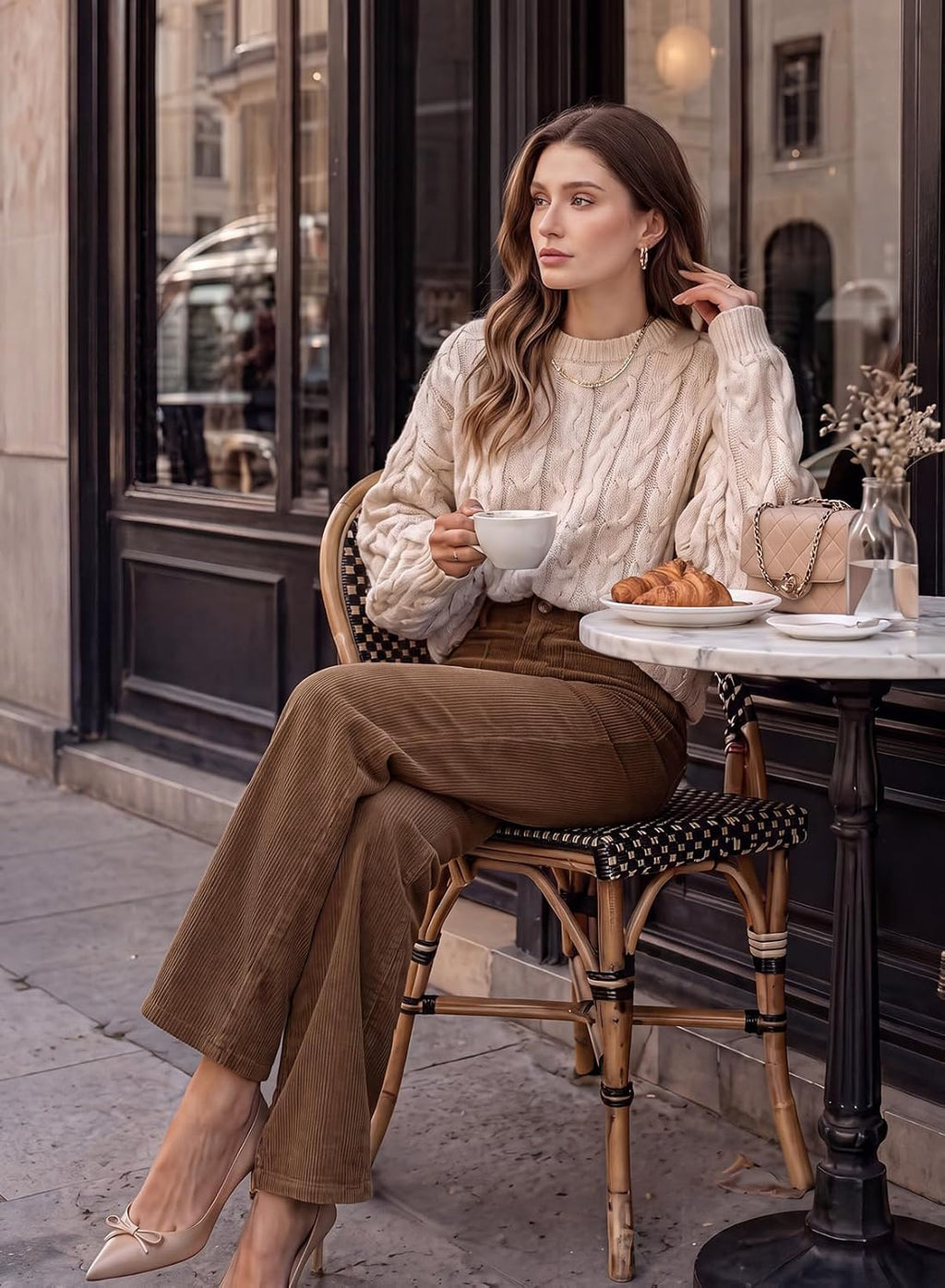 Womens Wide Leg Corduroy Pants