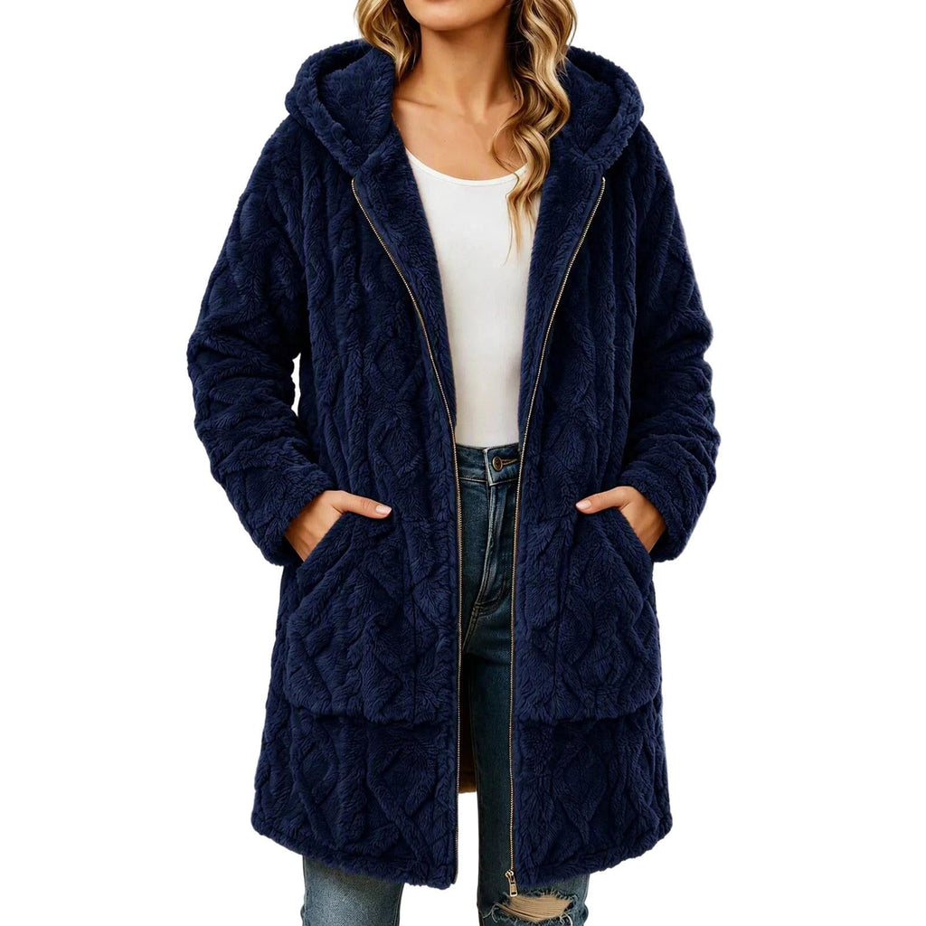 Womens Sherpa Fleece Jacket Oversized Warm Textured Hoodie Coats