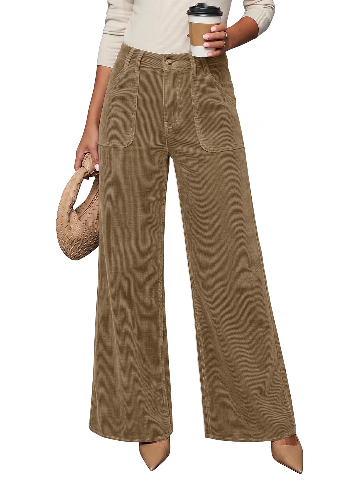 Womens Wide Leg Corduroy Pants