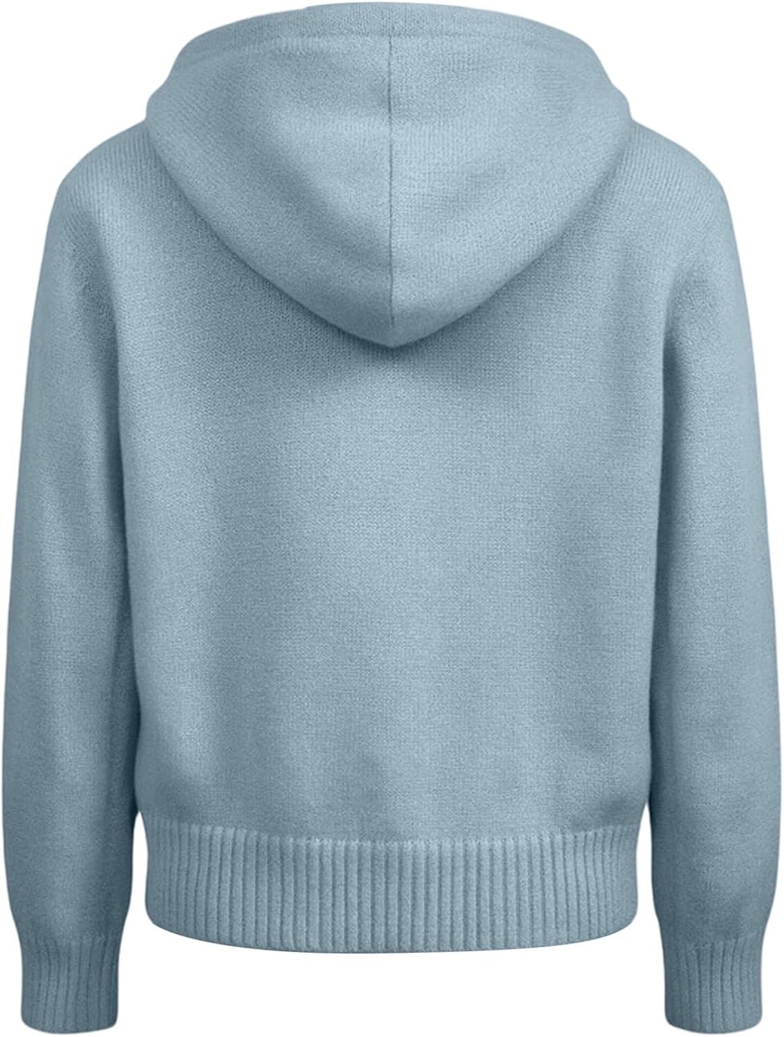 Womens Oversized Hooded Sweatshirt Cardigan Button Front Knit Long Sleeve Drawstring Hoodie 2026 Casual Fall Winter Top
