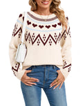 Womens Knit Leaf Sweaters Long Sleeve Crew Neck