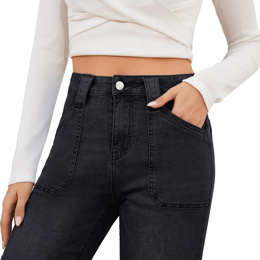 Women’s Wide Leg Jeans High Rise Stretch Denim Pants – Casual Loose Flare Fit with Pockets