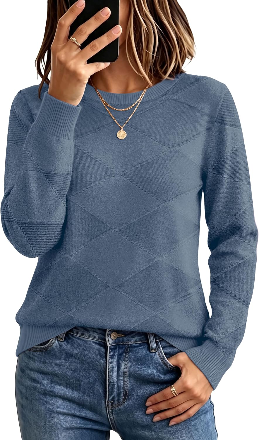 Sweaters for Women Trendy Fall Fashion Clothing Long Sleeve Tops
