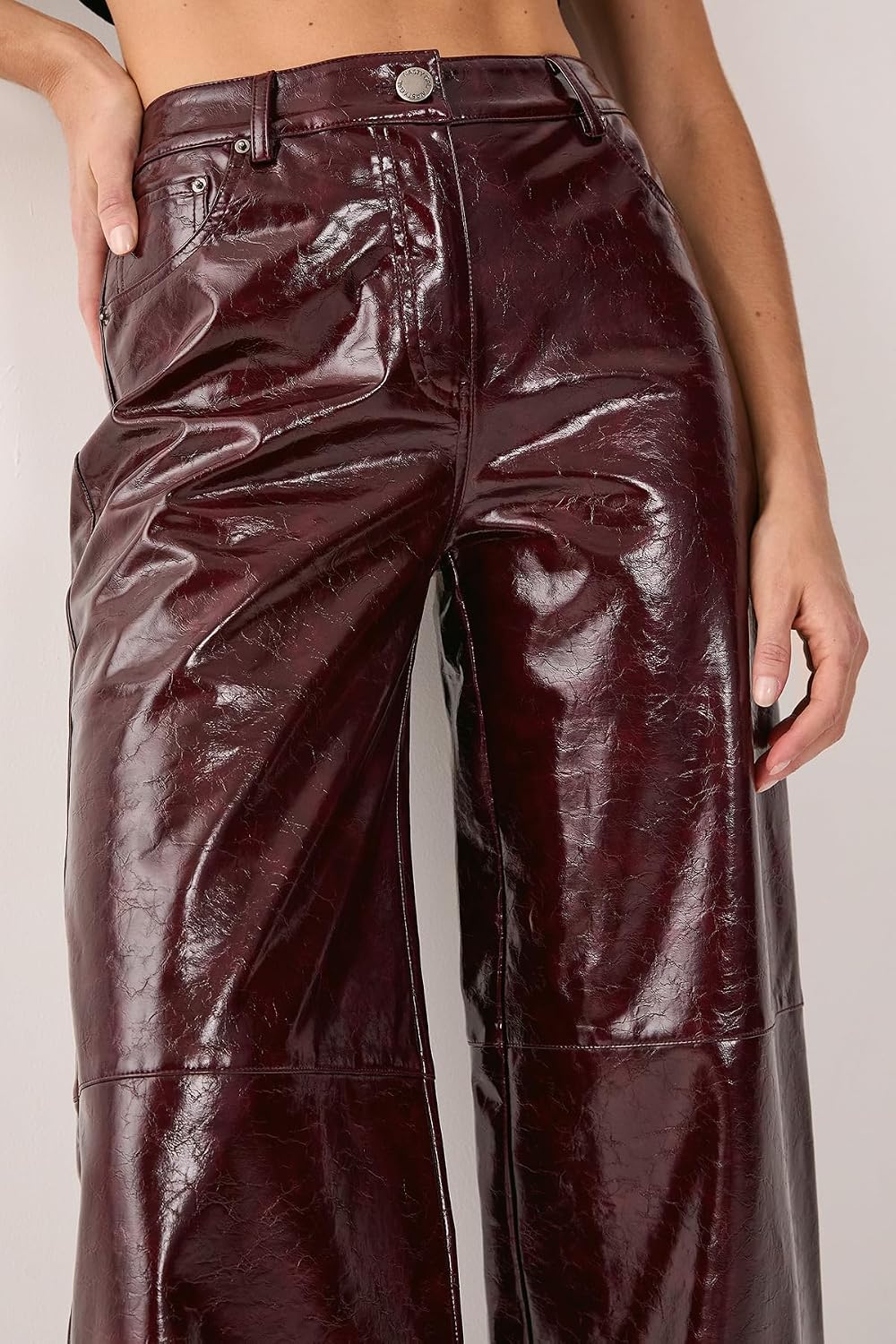 Premium Vinyl High Shine Faux Leather Slouch Pant